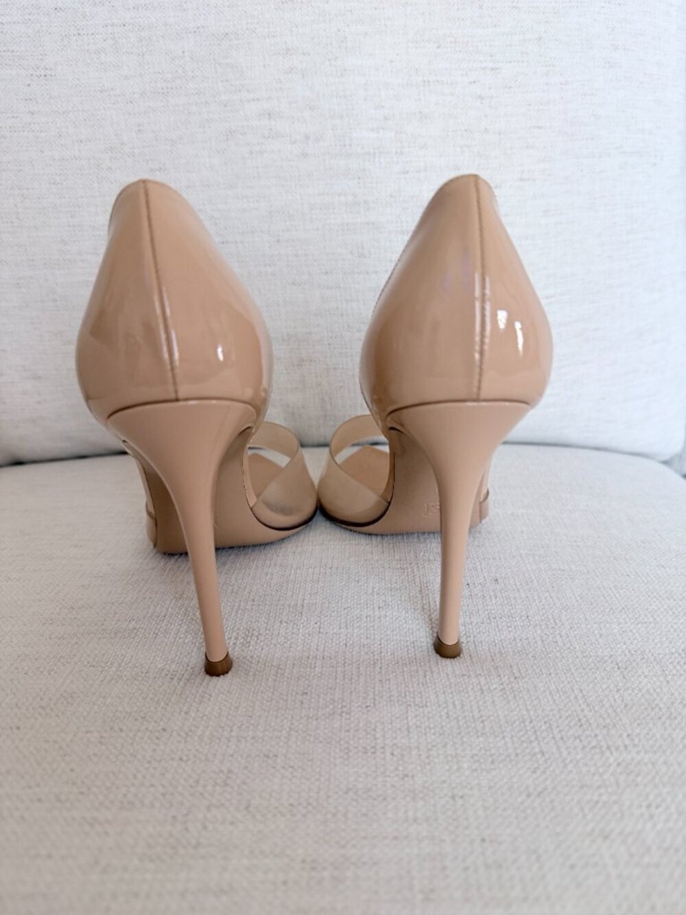 Gianvito Rossi Bree Leather and PVC peep-toe Pumps - Glass Nude - Size 37.5 - Picture 3 of 11